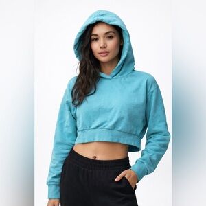 Noize Rylee Cropped Hoodie Recycled Bottle Sustainable Pullover Sweatshirt Green